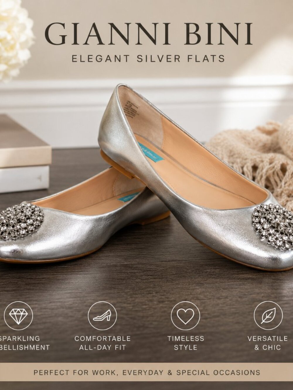Gianni Bini Elegant Silver Women's Flats